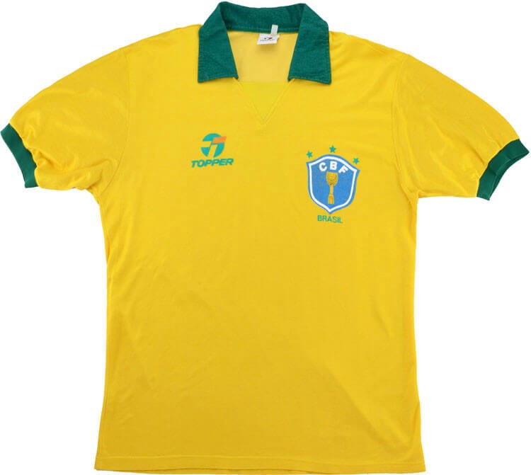 Tailandia Camiseta Brasil Topper 1ª Retro 1988 Amarillo